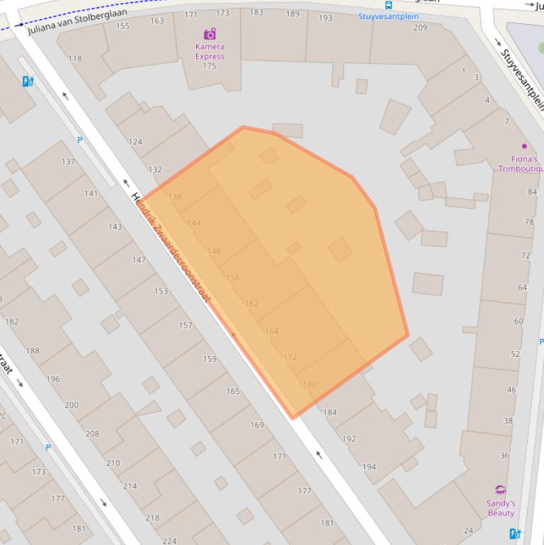 Kaart van postcodegebied 2593XW.