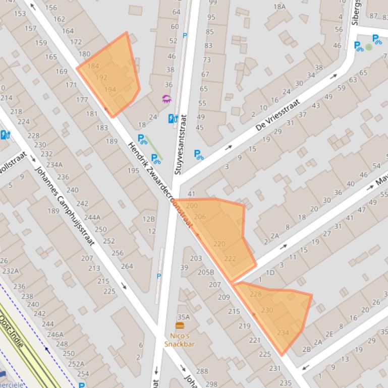 Kaart van postcodegebied 2593XX.