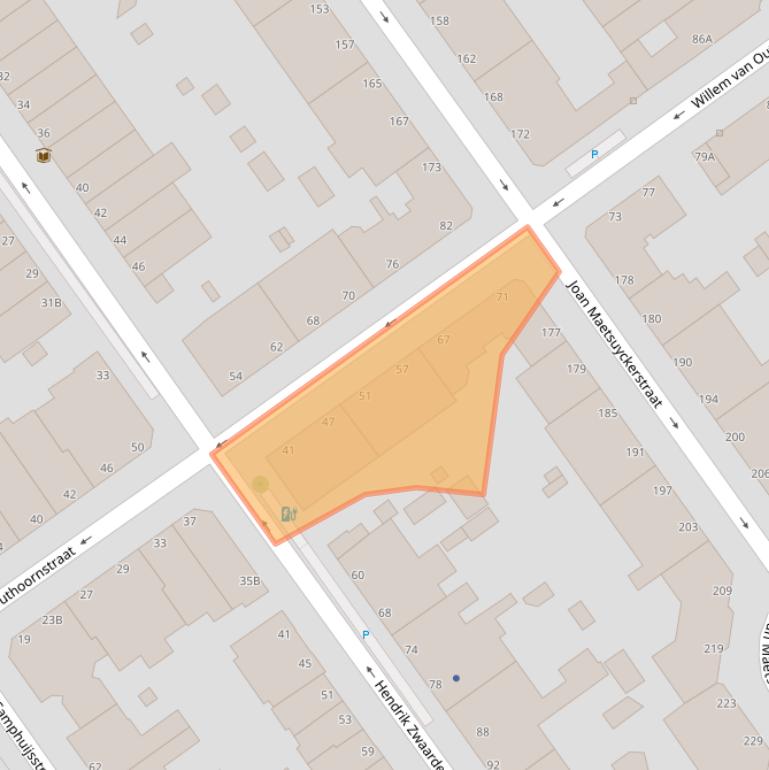 Kaart van postcodegebied 2593ZV.