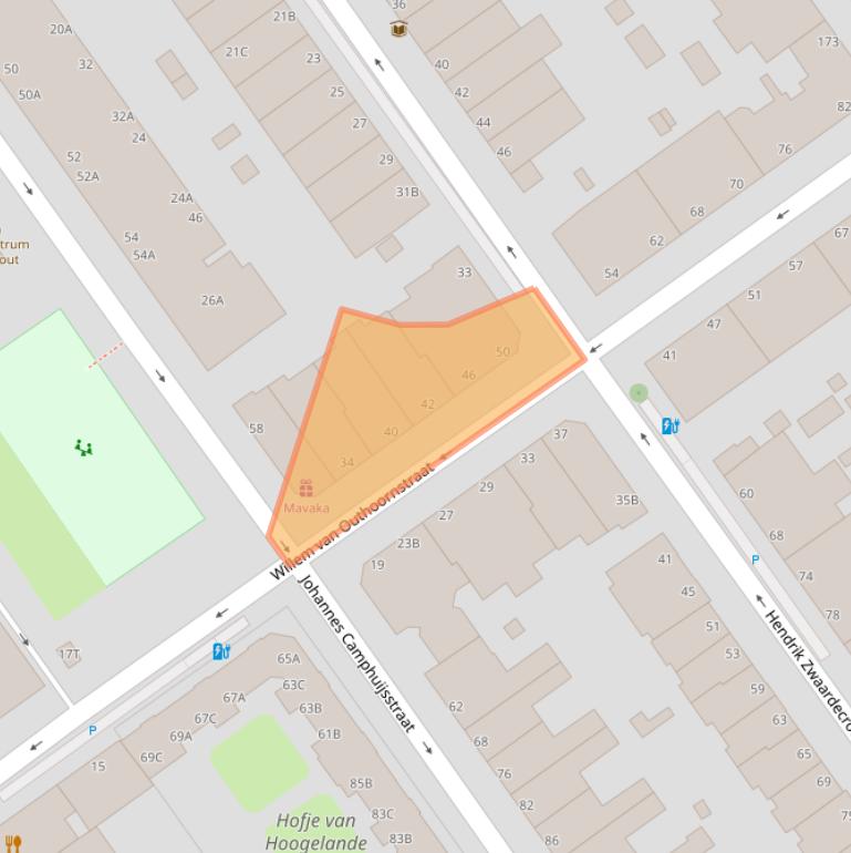 Kaart van postcodegebied 2593ZX.