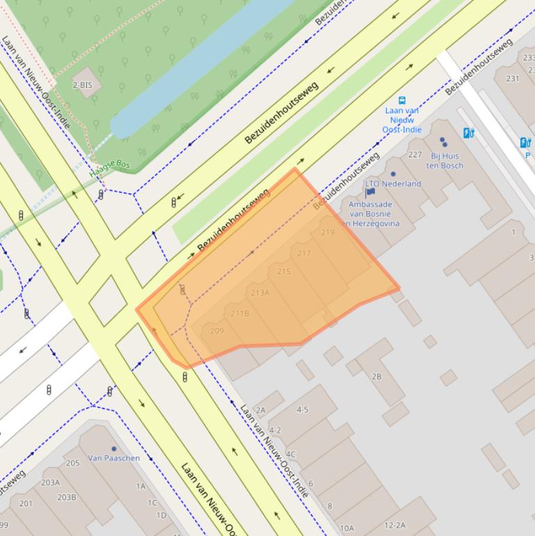 Kaart van postcodegebied 2594AK.