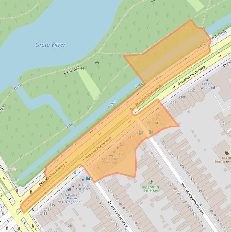 Kaart van postcodegebied 2594AM.