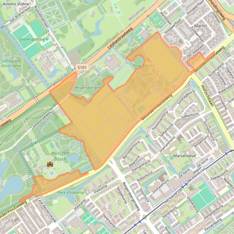 Kaart van postcodegebied 2594BE.