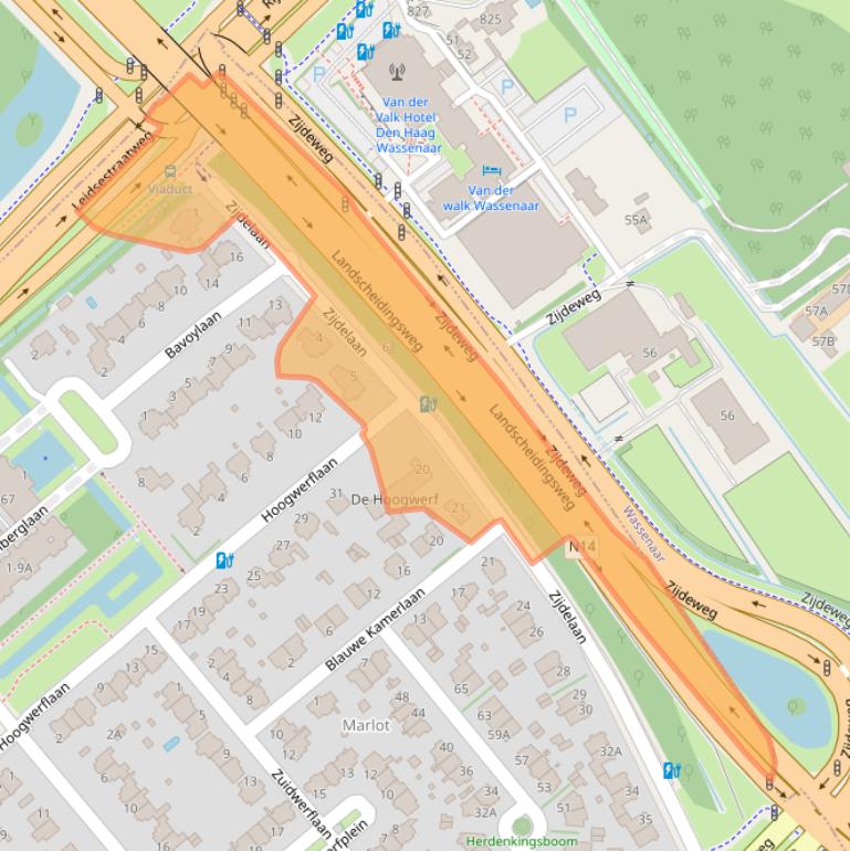 Kaart van postcodegebied 2594BV.