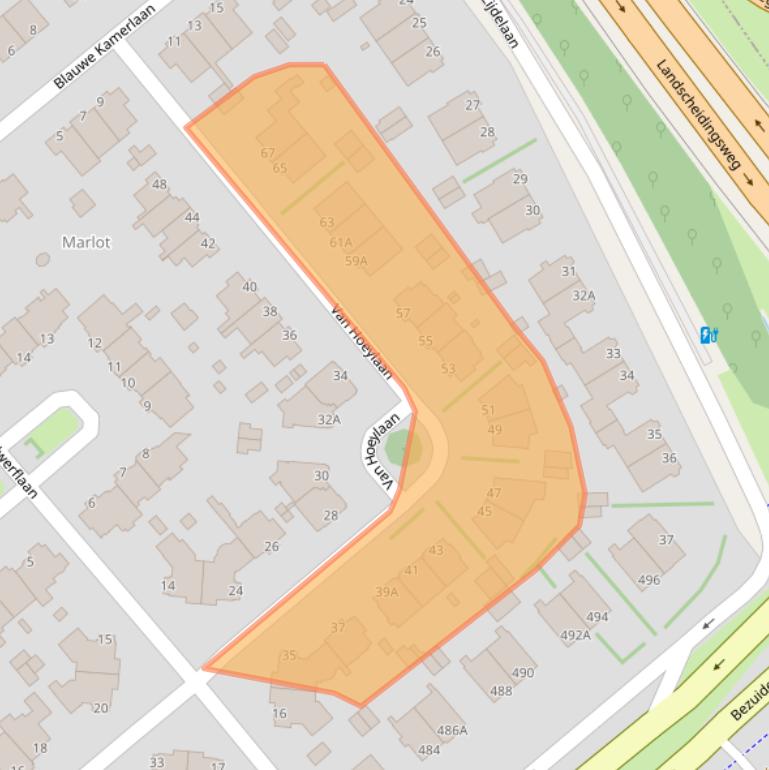 Kaart van postcodegebied 2594CP.