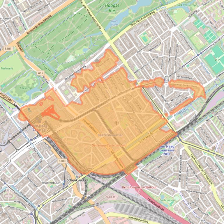 Kaart van postcodegebied 2595.