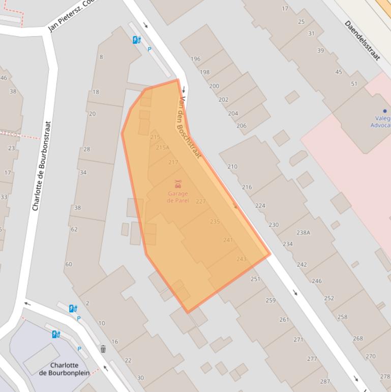 Kaart van postcodegebied 2595AC.