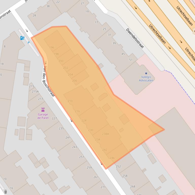 Kaart van postcodegebied 2595AG.