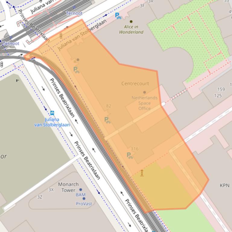 Kaart van postcodegebied 2595AL.