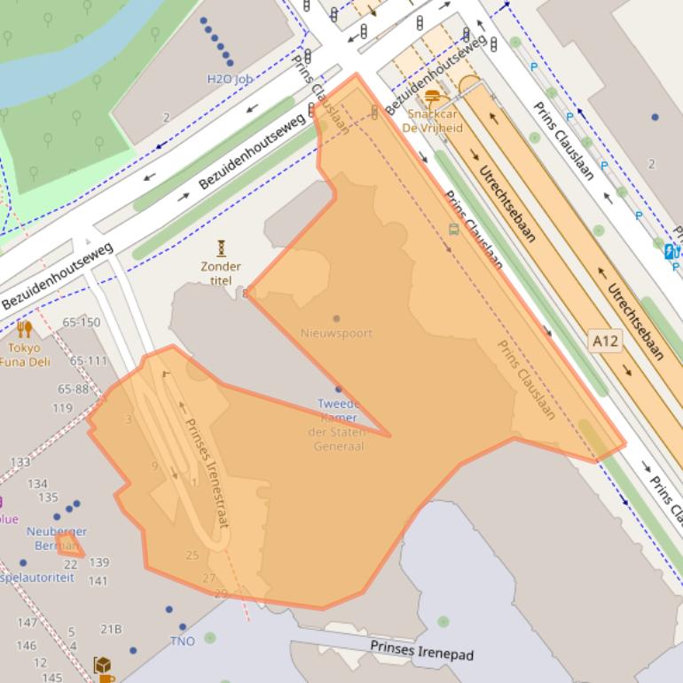 Kaart van postcodegebied 2595BD.