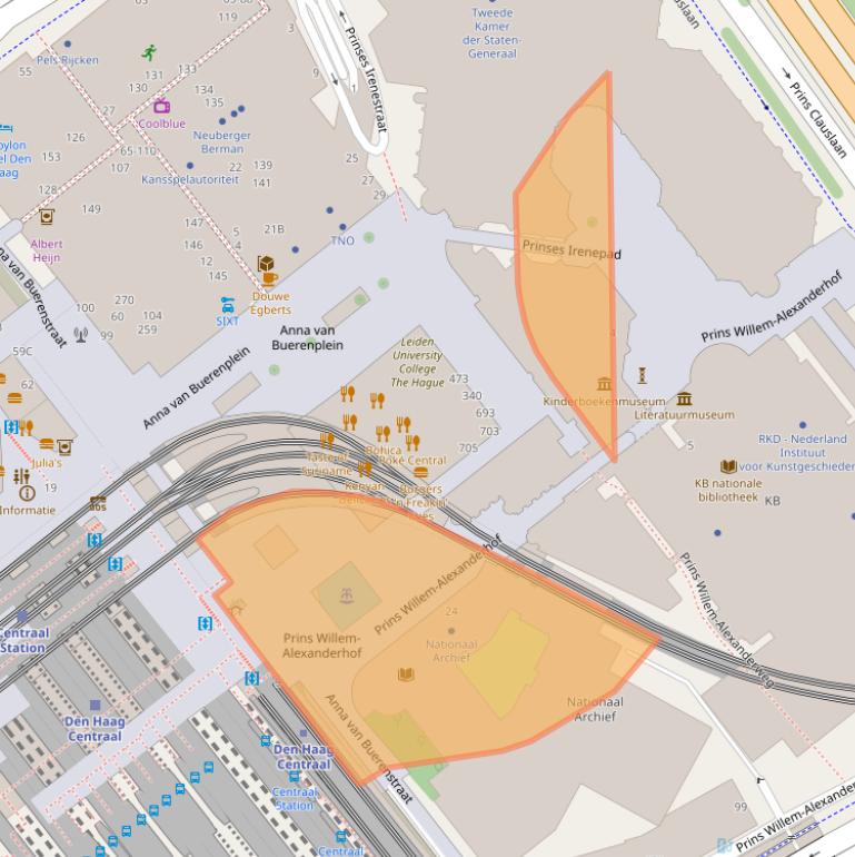 Kaart van postcodegebied 2595BE.