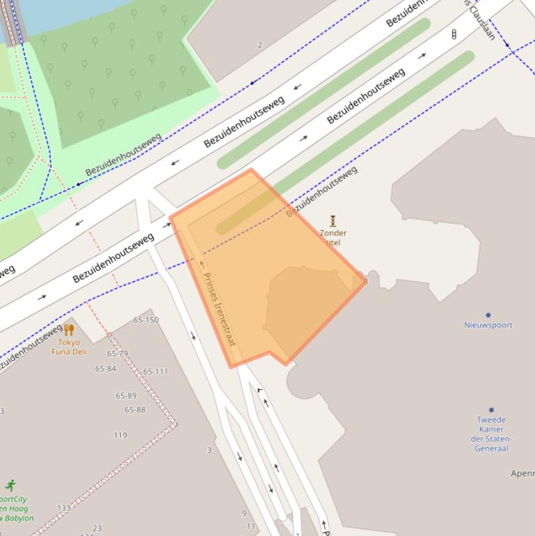 Kaart van postcodegebied 2595BG.