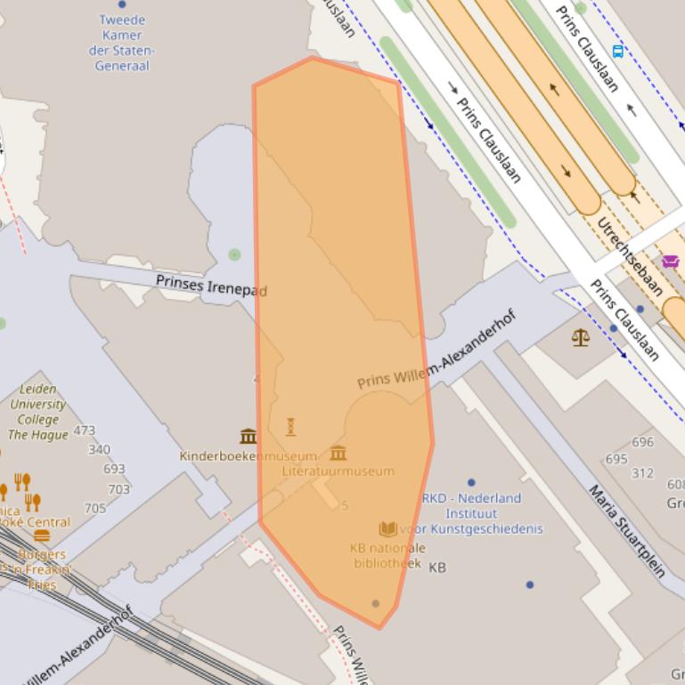 Kaart van postcodegebied 2595BH.