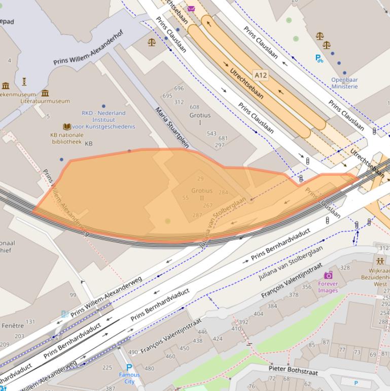 Kaart van postcodegebied 2595BX.