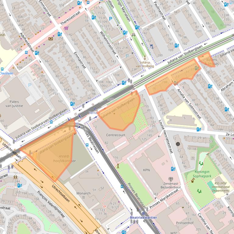 Kaart van postcodegebied 2595CA.