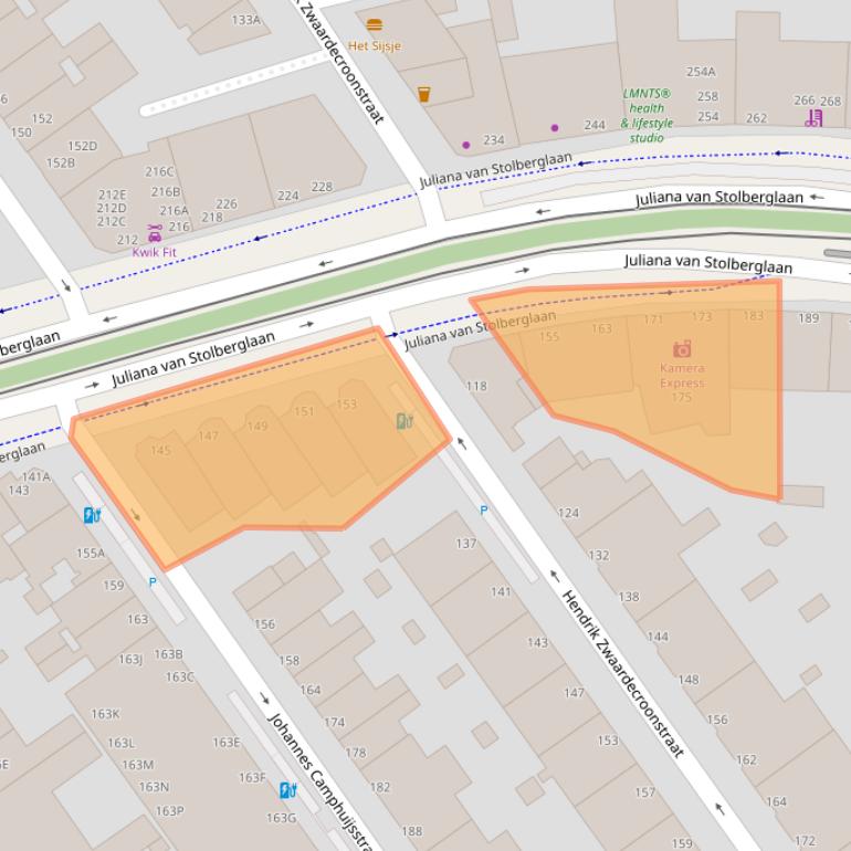 Kaart van postcodegebied 2595CD.