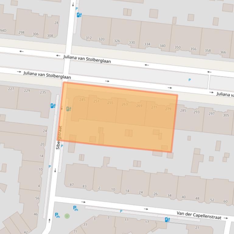 Kaart van postcodegebied 2595CG.
