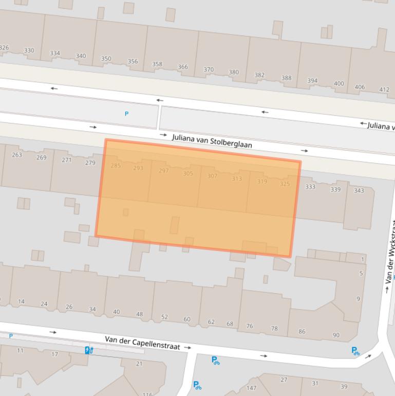 Kaart van postcodegebied 2595CH.