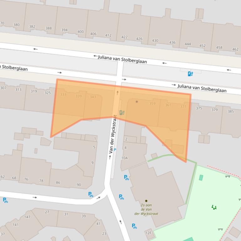 Kaart van postcodegebied 2595CJ.