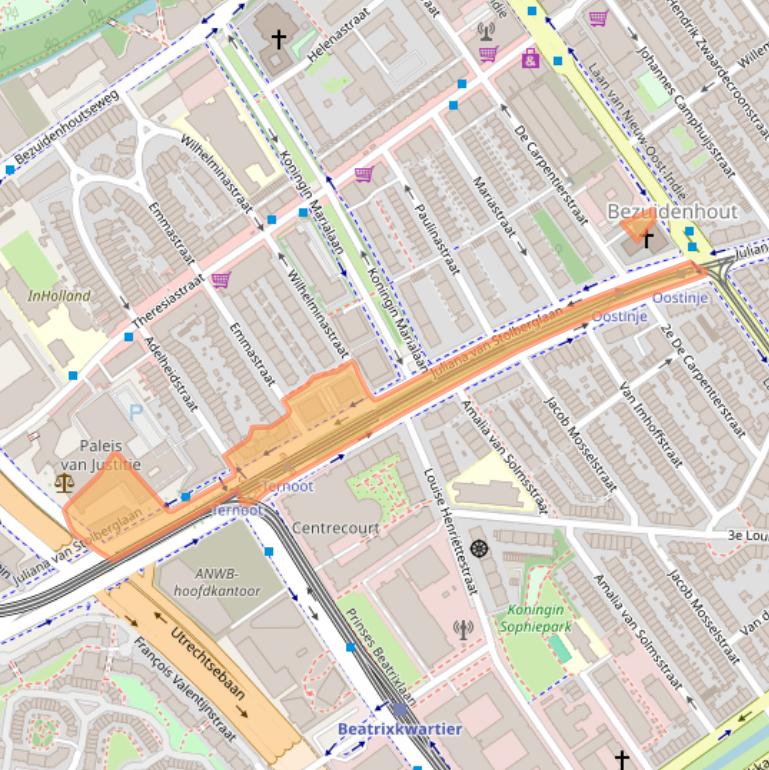 Kaart van postcodegebied 2595CL.