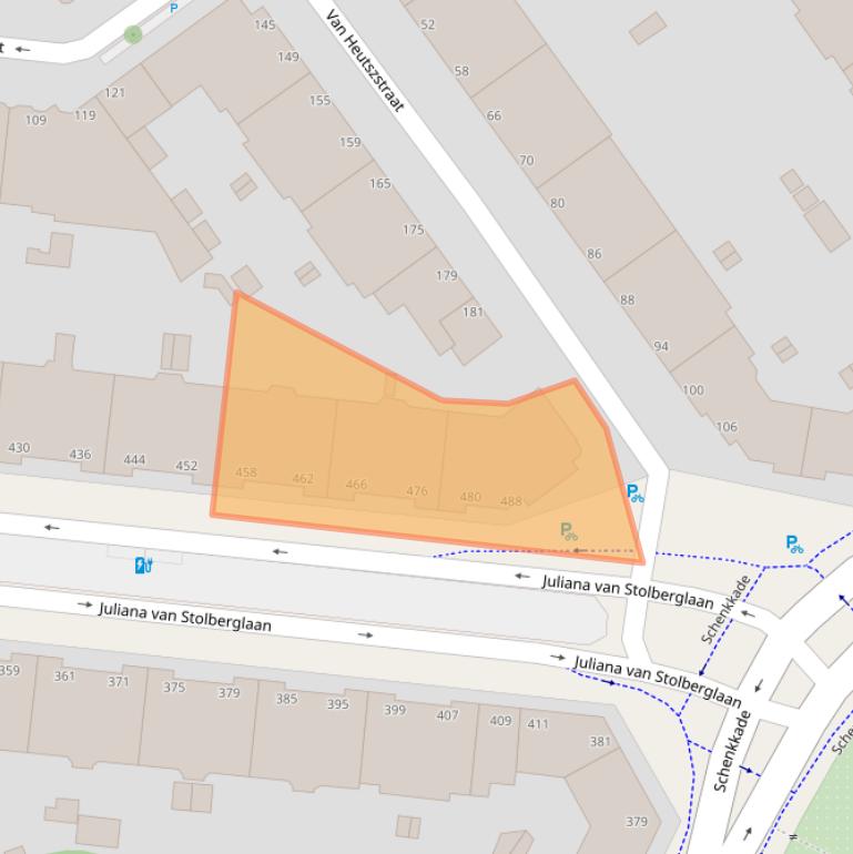 Kaart van postcodegebied 2595CV.