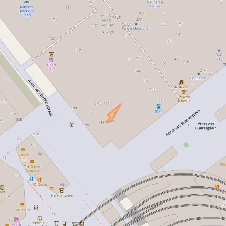 Kaart van postcodegebied 2595DE.