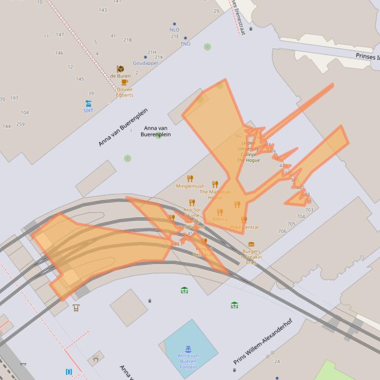 Kaart van postcodegebied 2595DG.