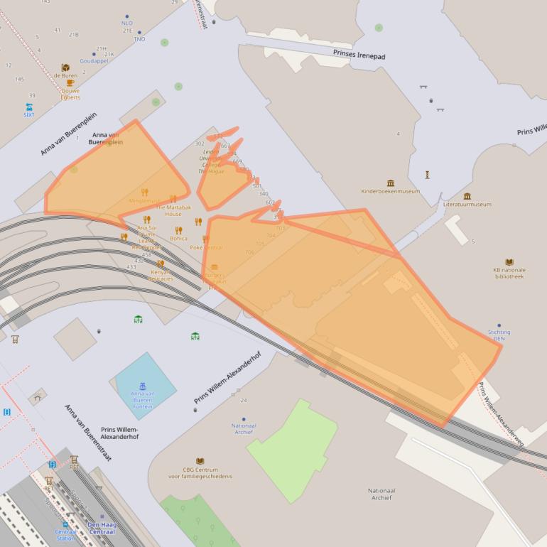 Kaart van postcodegebied 2595DK.