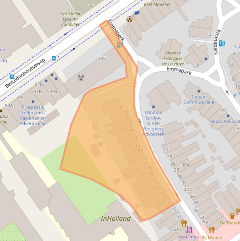 Kaart van postcodegebied 2595EA.