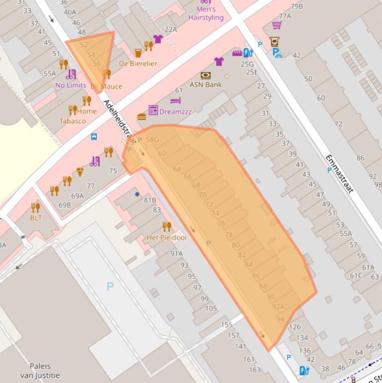 Kaart van postcodegebied 2595EE.