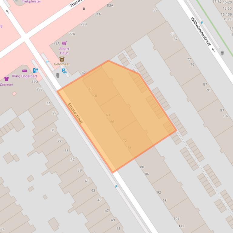 Kaart van postcodegebied 2595EK.