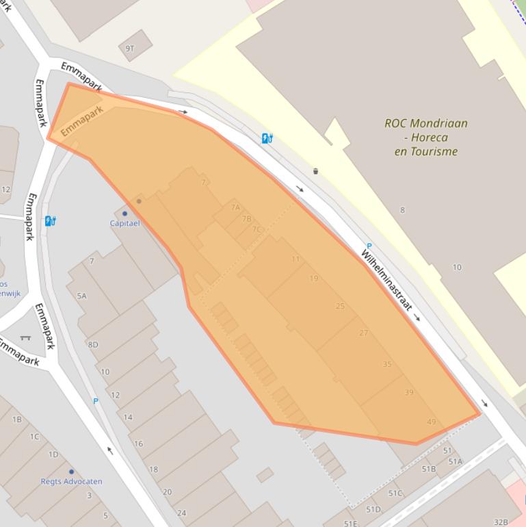 Kaart van postcodegebied 2595EM.