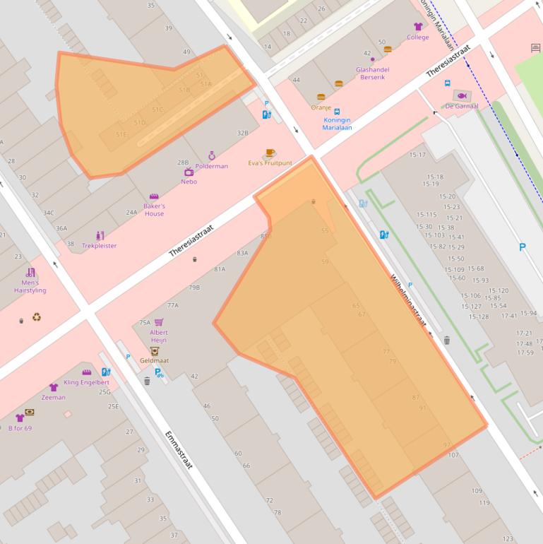 Kaart van postcodegebied 2595EN.