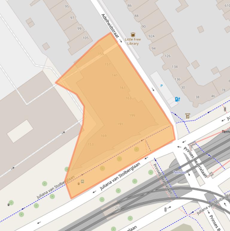 Kaart van postcodegebied 2595EV.