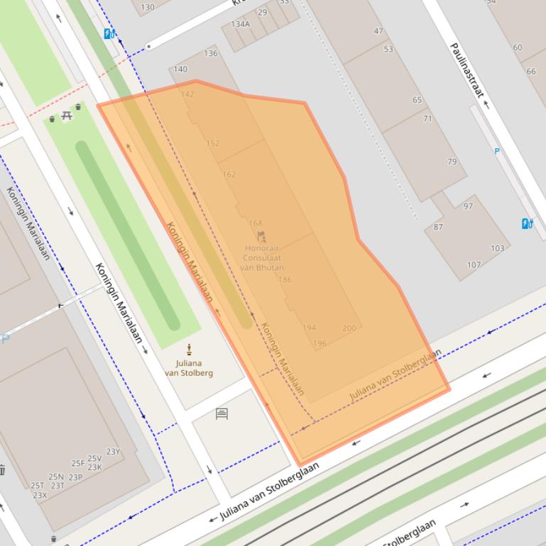 Kaart van postcodegebied 2595GE.