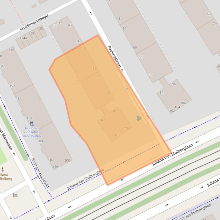 Kaart van postcodegebied 2595GH.