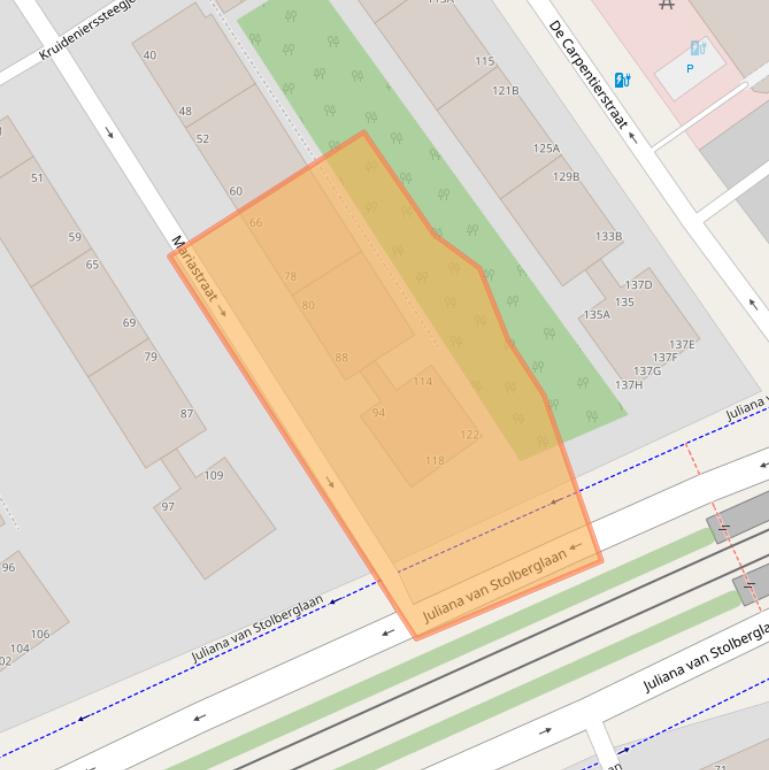 Kaart van postcodegebied 2595GP.