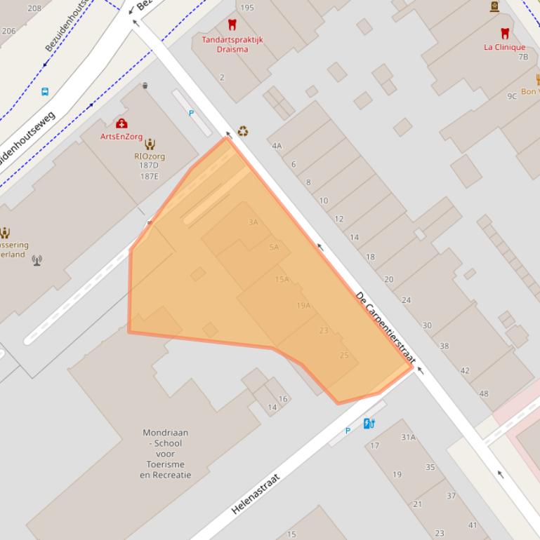 Kaart van postcodegebied 2595HB.