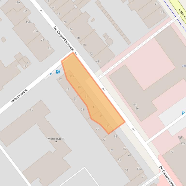 Kaart van postcodegebied 2595HC.