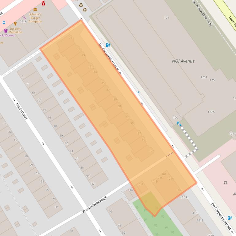 Kaart van postcodegebied 2595HE.