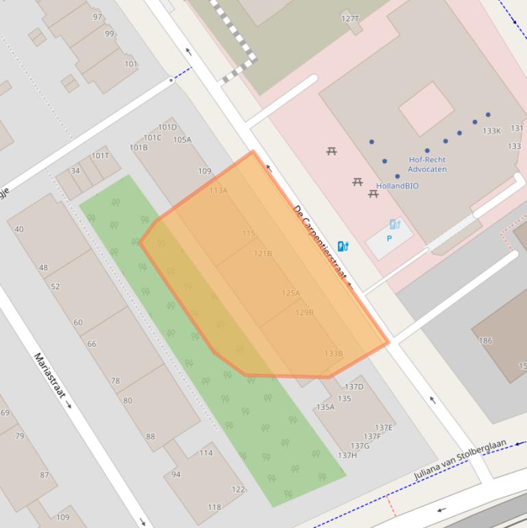 Kaart van postcodegebied 2595HG.