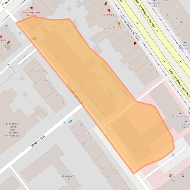 Kaart van postcodegebied 2595HL.