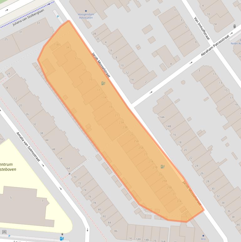 Kaart van postcodegebied 2595RD.