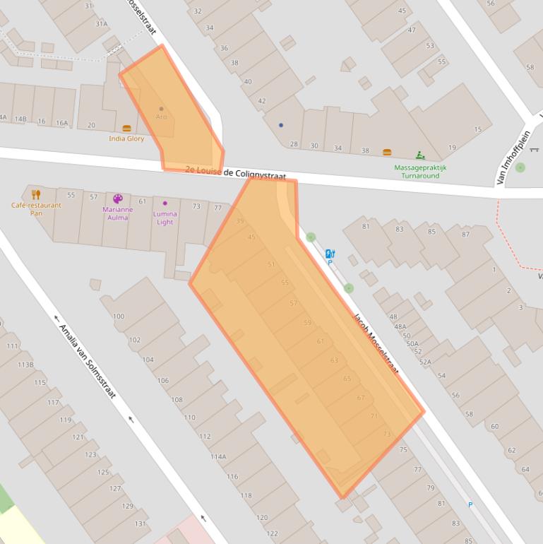 Kaart van postcodegebied 2595RE.