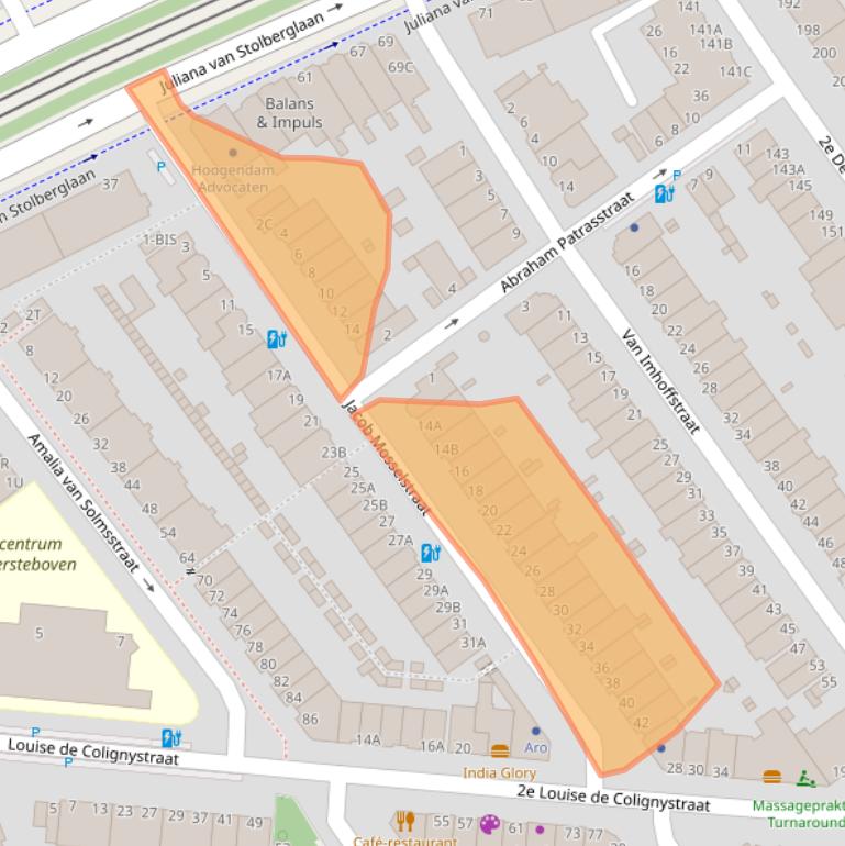 Kaart van postcodegebied 2595RH.