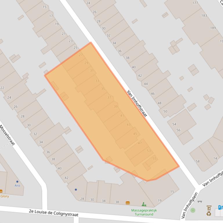 Kaart van postcodegebied 2595SC.