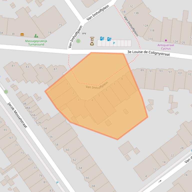 Kaart van postcodegebied 2595SH.