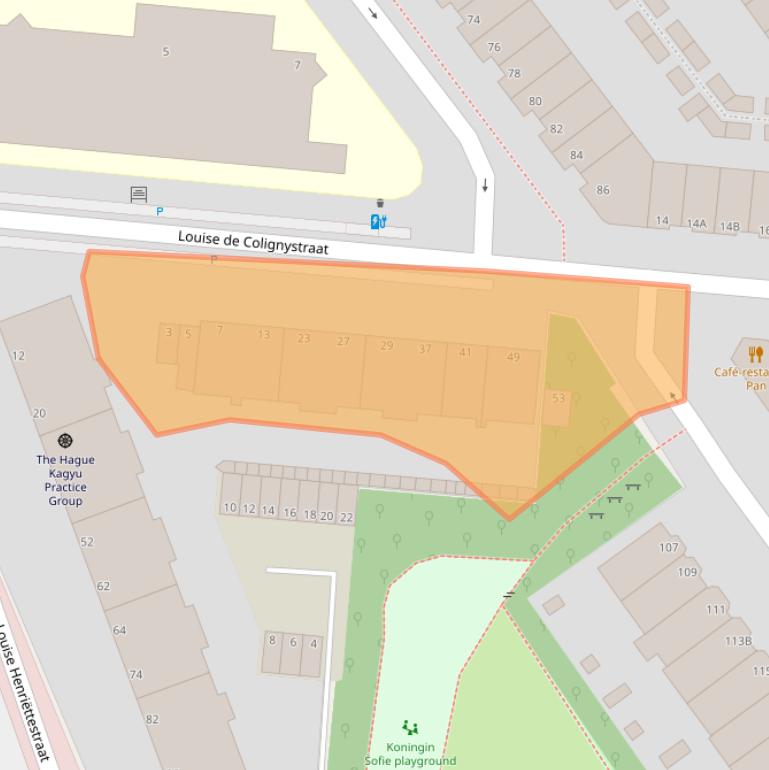 Kaart van postcodegebied 2595SL.