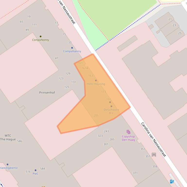 Kaart van postcodegebied 2595SX.