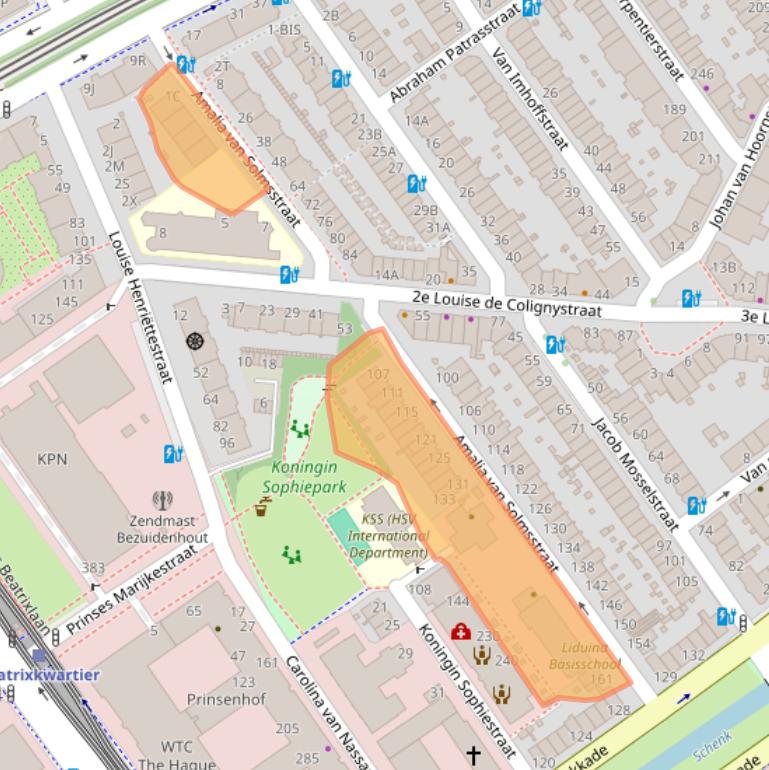 Kaart van postcodegebied 2595TA.